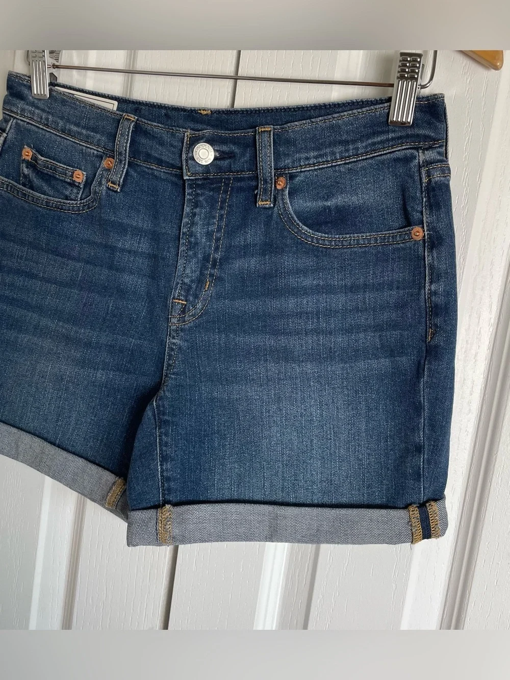 Gap 5” Mid Rise Denim Shorts Women’s 25 | 0 Blue Cuffed Stretch Casual Preppy
